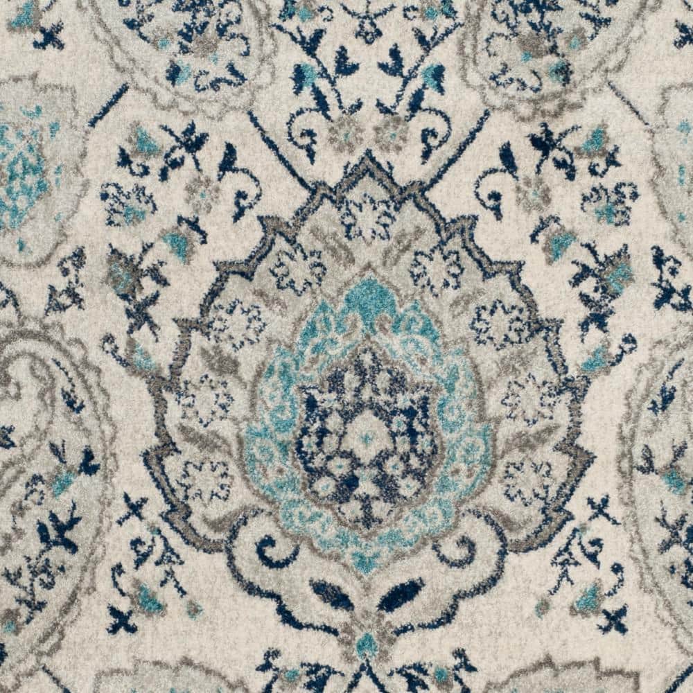 Madison Gray and Cream Synthetic Square Area Rug