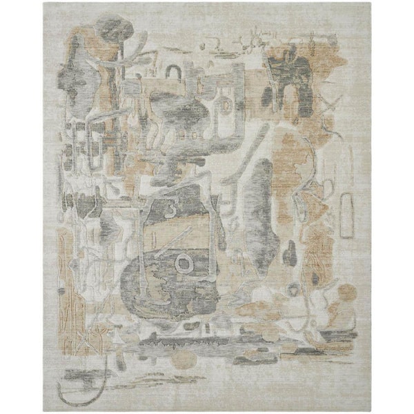 3 ft. x 5 ft. Multi-Colored Paintwrks Abstract Washable Area Rug