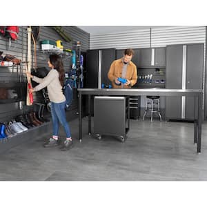 Pro Series 48 in. Black Workbench with Stainless Steel Worktop