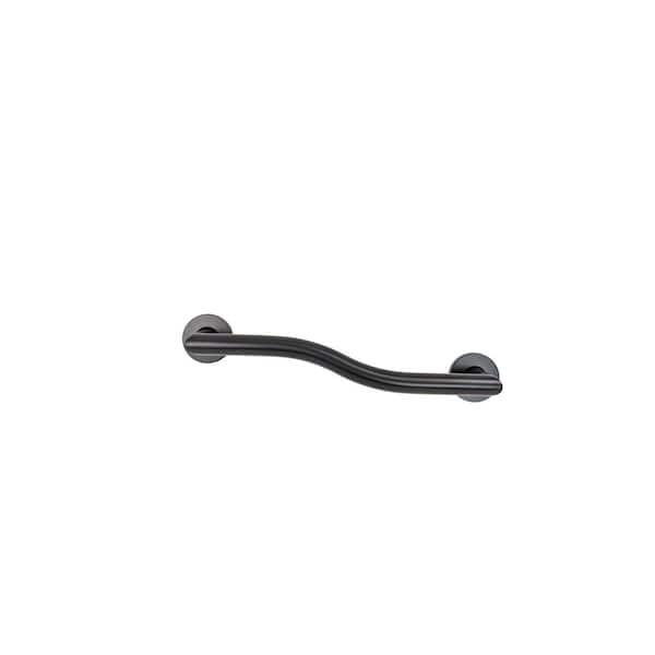 CSI Bathware Modern Wave 28 in. Right-Hand Shaped Grab Bar in Matte Black