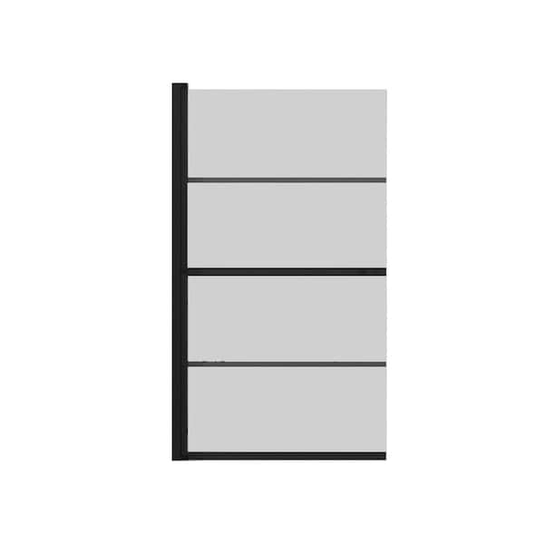 31.50 in. W x 55.12 in. H Frameless Pivot Tub Door in Black with Clear Tempered Glass