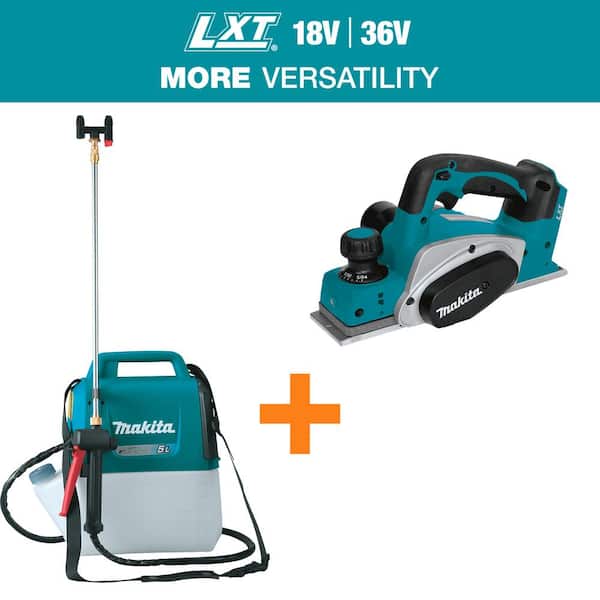 Makita 18V LXT Lithium-Ion Cordless 1.3 Gallon Sprayer with 18V LXT Lithium-Ion 3-1/4 in. Cordless Planer