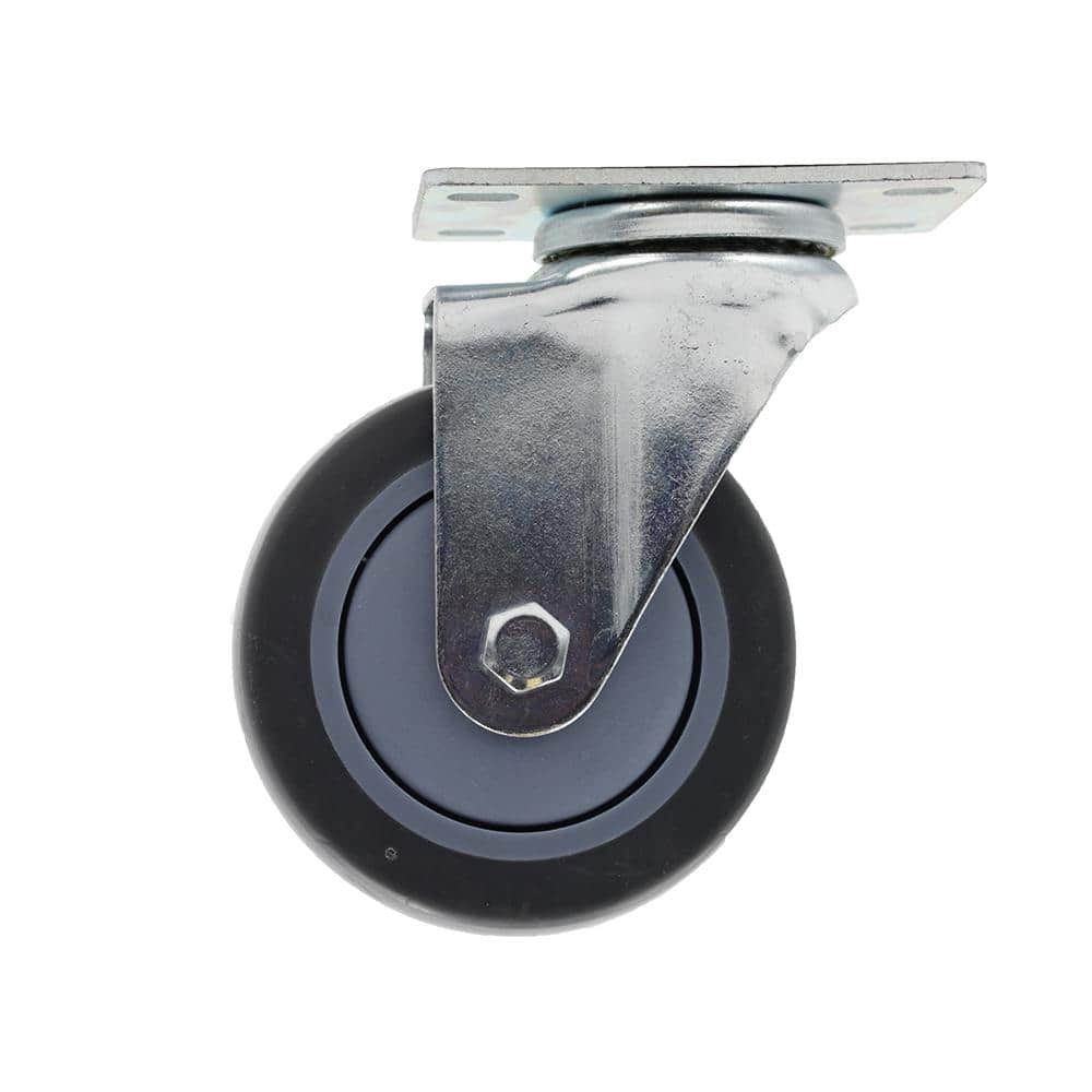 Everbilt 4 in Red TPU Heavy-Duty Swivel Plate Caster with Brake 250 lbs. 
