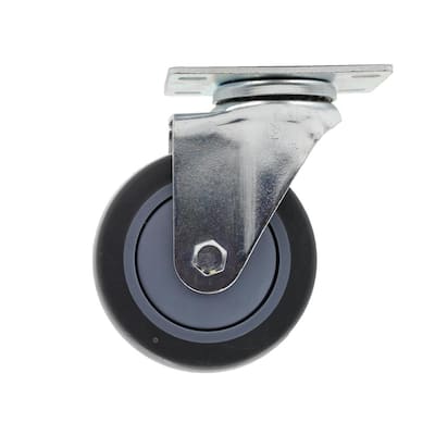 4 in. Medium Duty Gray TPR Swivel Plate Caster with 250 lbs. Weight Rating