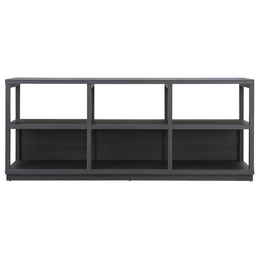 Charcoal Gray Modern MDF 68" TV Stand with Plinth Base