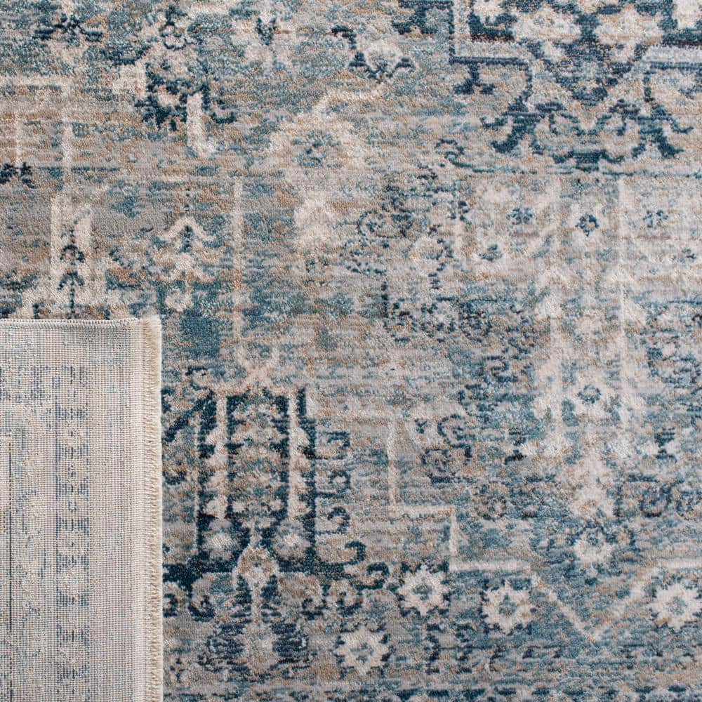 Elegant Victoria Blue & Grey 8' x 10' Synthetic Area Rug