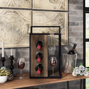 Laurel Hill 18.97 in. 3-Bottle Reclaimed Oak Wood Wine Cabinet