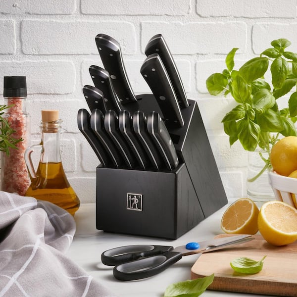 HENCKELS Noir 13-Piece Stainless Steel Full Tang Black Knife Block