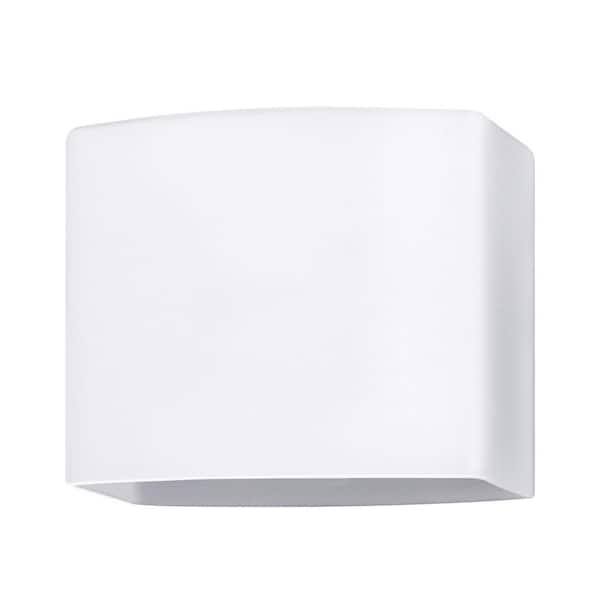 5 in. White Glass Square Shade for Wall Sconces, Vanity Lights, and Ceiling Light with 1 in. Neckless Fitter