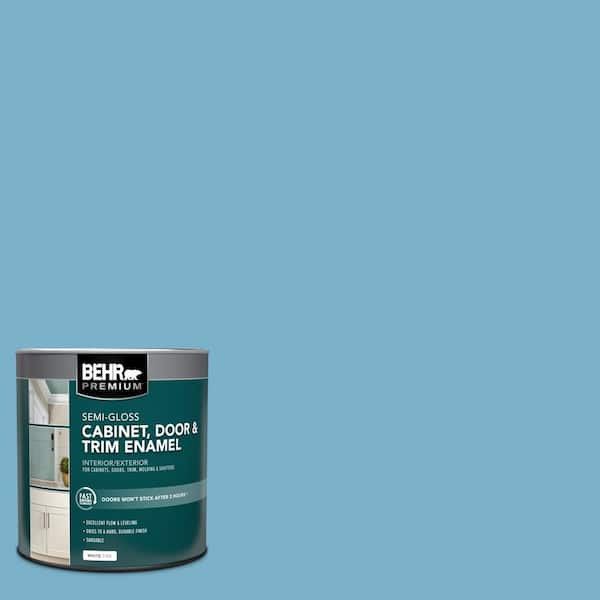 BEHR PREMIUM 1 qt. #M490-4 Frisky Blue Semi-Gloss Enamel Interior ...