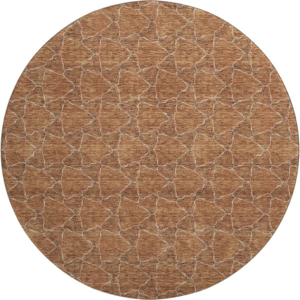 Addison Rugs Mayfield Premium Machine Washable Abstract AMF960 Paprika 8 ft. x 8 ft. Round Rug