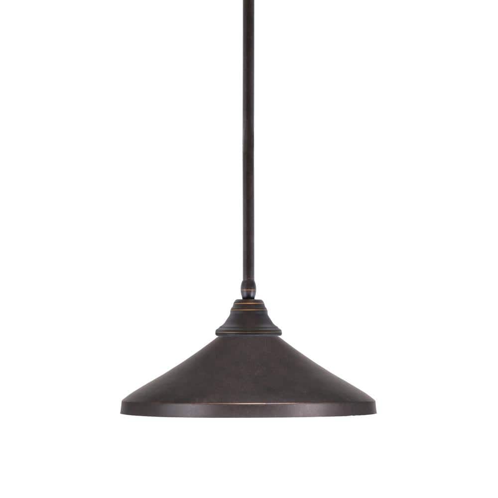 Sparta 100-Watt 1 Light Dark Granite Shaded Pendant Light with 14 in. Dark 