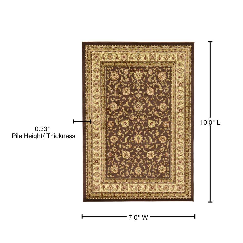 Brown Rectangular Stain-Resistant Synthetic Indoor Rug 7'10 x 10'
