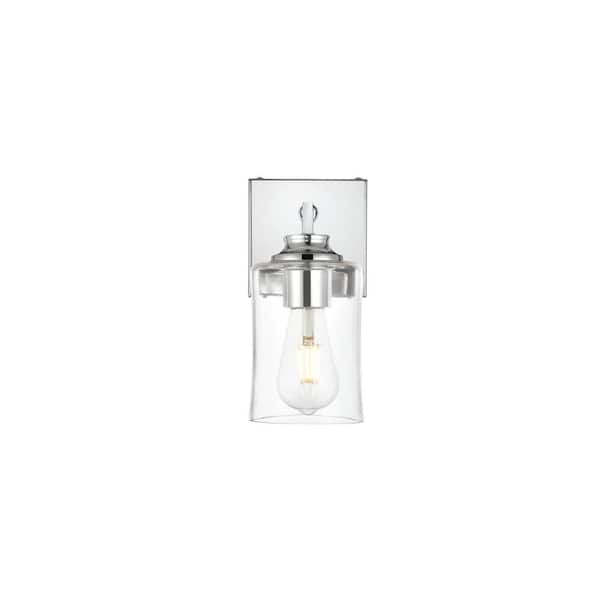 Unbranded Simply Living 5 in. 1-Light Modern Chrome Vanity Light with Clear Bell Shade