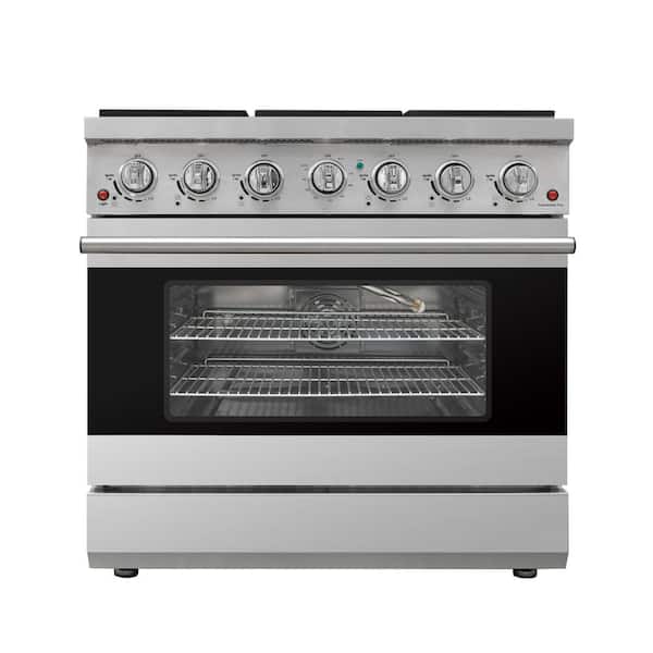 Bundle 36 in. 6 Burners Gas Range in Stainless Steel with Convection Oven and Range Hood