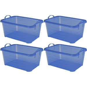 Blue Closet Organization and Storage Box Container, 55 Qt. (4-Pack)