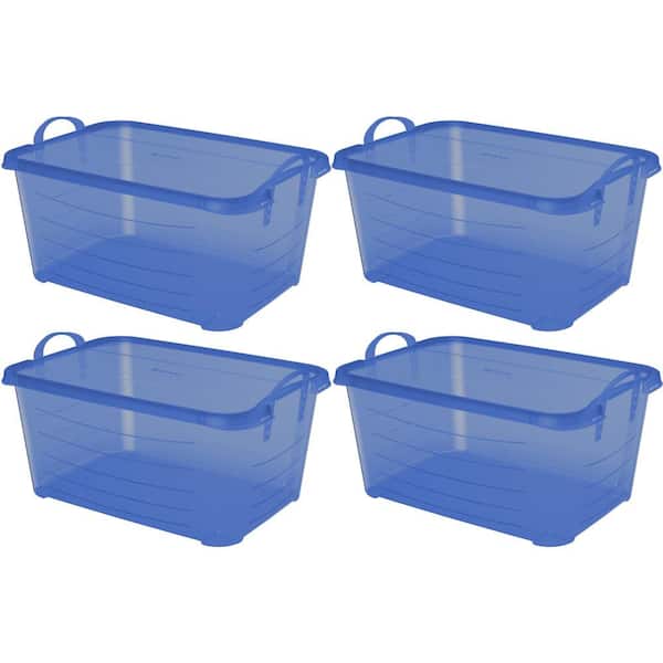 Blue Closet Organization and Storage Box Container, 55 Qt. (4-Pack)