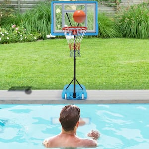 Portable Poolside Basketball Hoop/Goal in Blue with 3.8 ft. to 4.4 ft. H Adjustment