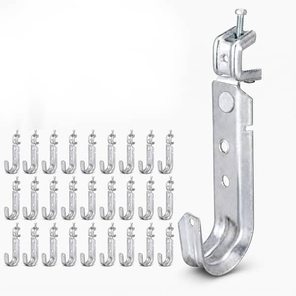 25 Pack 1-5/16 in Cable Support J Hooks with Beam Clamps, G60 Galvanized Steel Heavy Duty Wire Management