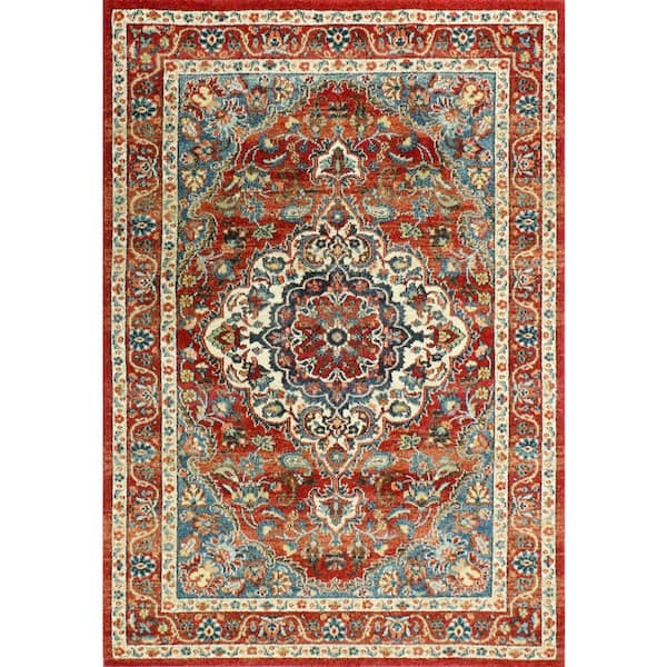 BASHIAN Buckingham Rust 5 ft. x 8 ft. (5'3" x 7'6") Floral Traditional Area Rug