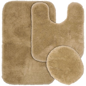 Finest Luxury Taupe 21 in. x 34 in. Washable Bathroom 3-Piece Rug Set