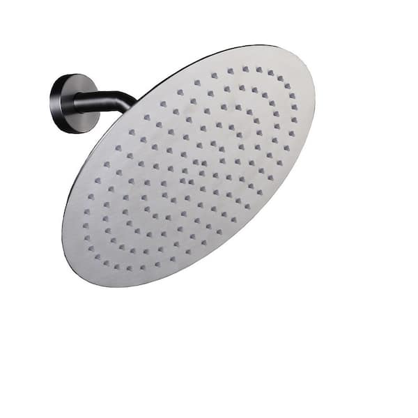 1-Spray Pattern with 1.8 GPM 10 in. Round Wall Mount Rain Fixed Shower Head with 360° Swivel in Brushed Nickel