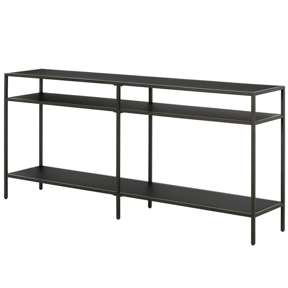 Blackened Bronze 64'' Industrial Console Table with Storage