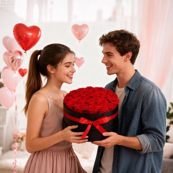 SKYSHALO 27 Preserved Roses in a Box, 5.51 in. Red Indoor