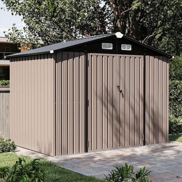 Sizzim 8 ft. W x 6 ft. D Metal Storage Shed with Plastic Floor