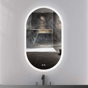 24 in. W x 40 in. H Natural Oval Frameless Wall Mounted Bathroom Vanity Mirror with Dimmable LED Lights, Touch Control