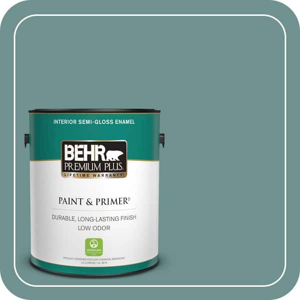 BEHR PREMIUM PLUS 1 gal. #ECC-60-3 Pool Tide Semi-Gloss Enamel Low Odor Interior Paint & Primer