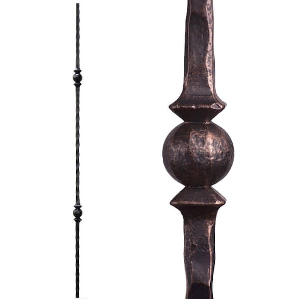 HOUSE OF FORGINGS Tuscan Square Hammered 44 in. x 0.5625 in. Oil Rubbed Bronze Double Sphere Solid Wrought Iron Baluster
