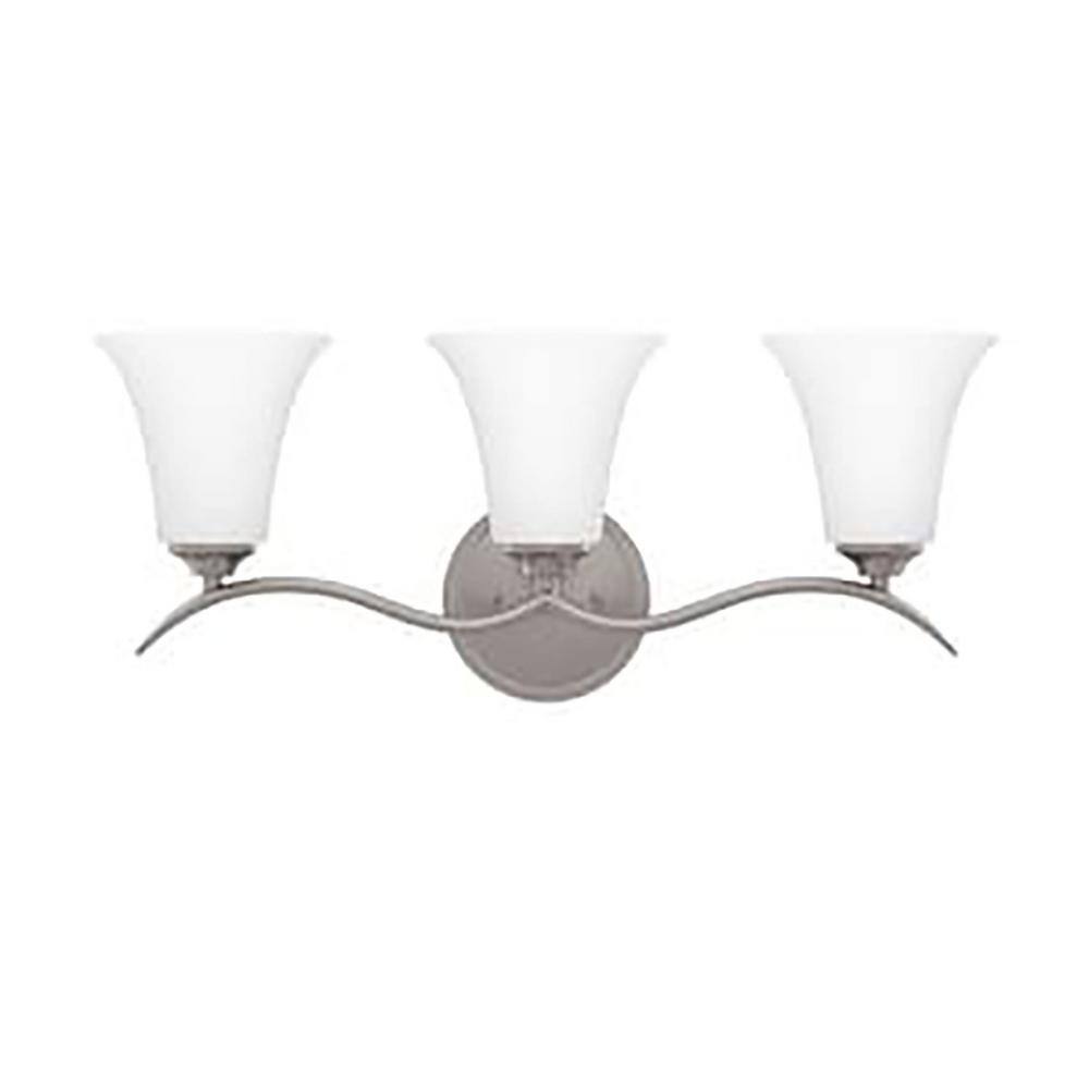 SIGNATURE HARDWARE Columbus 23 In 3 Light Brushed Nickel Vanity Light   Brushed Nickel Vanity Lighting 428008 64 1000 