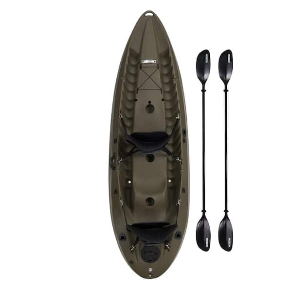 Lifetime OD Green Sport Fisher Kayak with Paddles and Backrest
