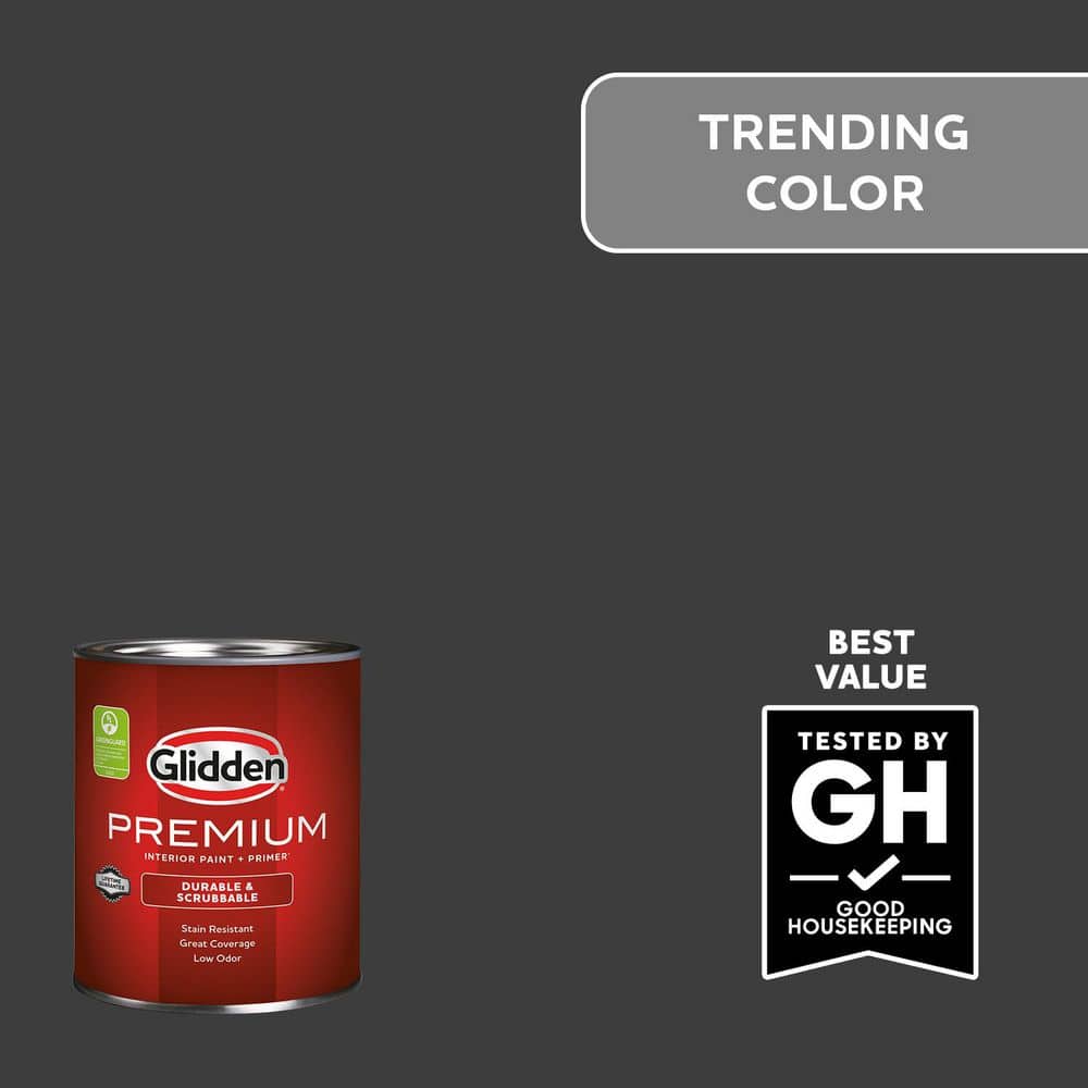 Glidden Premium 1 qt. PPG0995-7 Starless Sky Satin Interior Latex Paint ...
