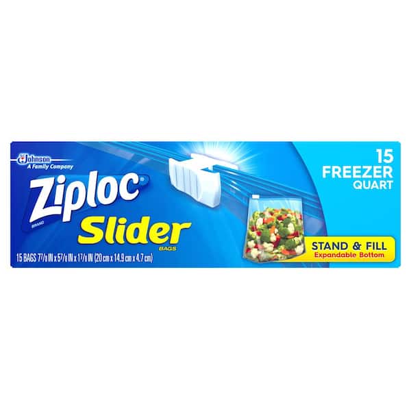 Ziploc 7 in. Quart Plastic Slider Freezer Bag 15-Bag (12-Pack)