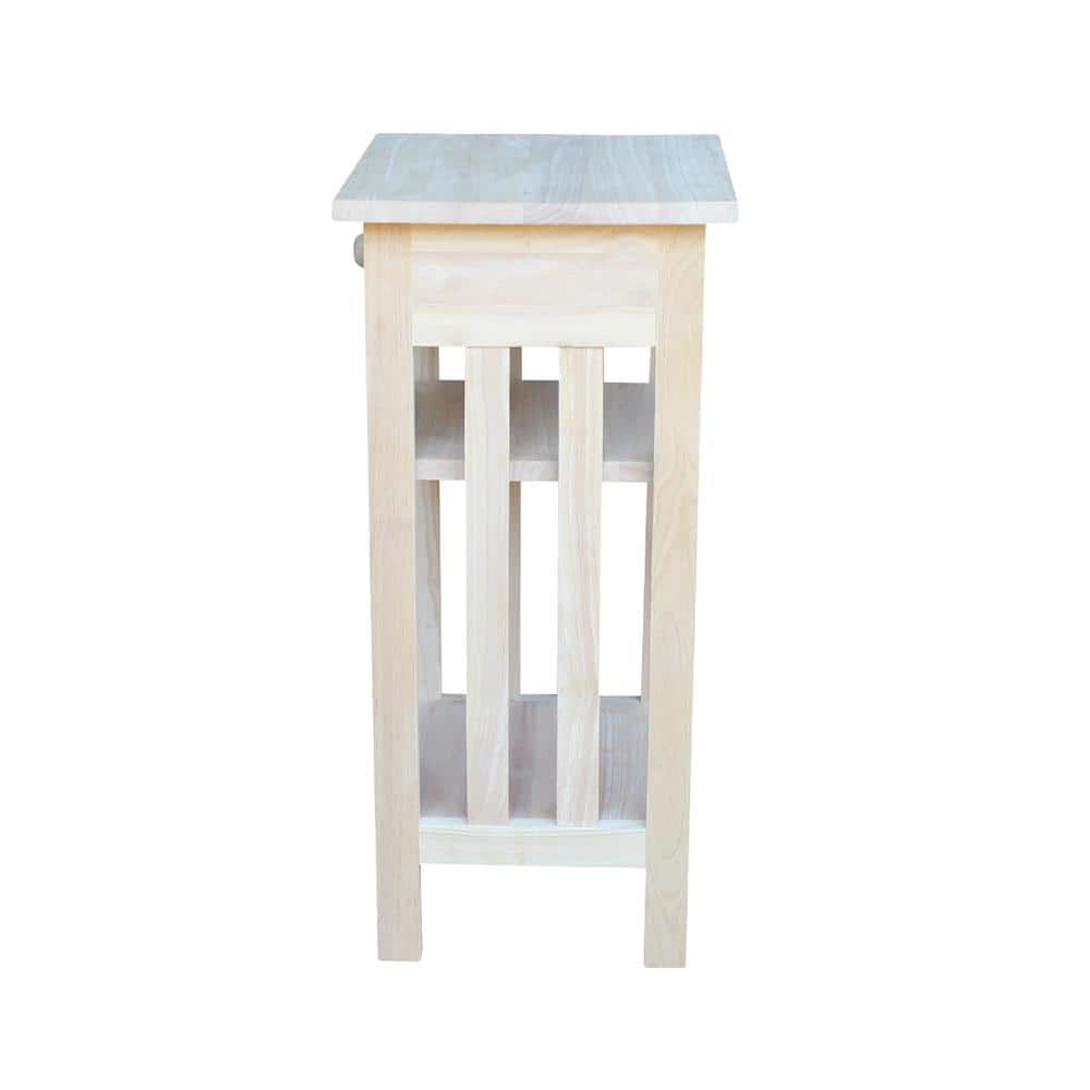 Unfinished Parawood Mission Telephone Stand with Storage