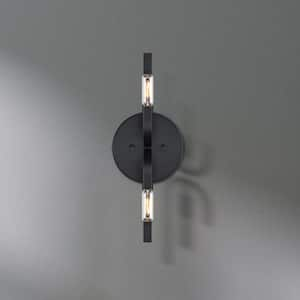 Skye 6.25 in. 2-Light Matte Black Wall Sconce Light for Bathrooms