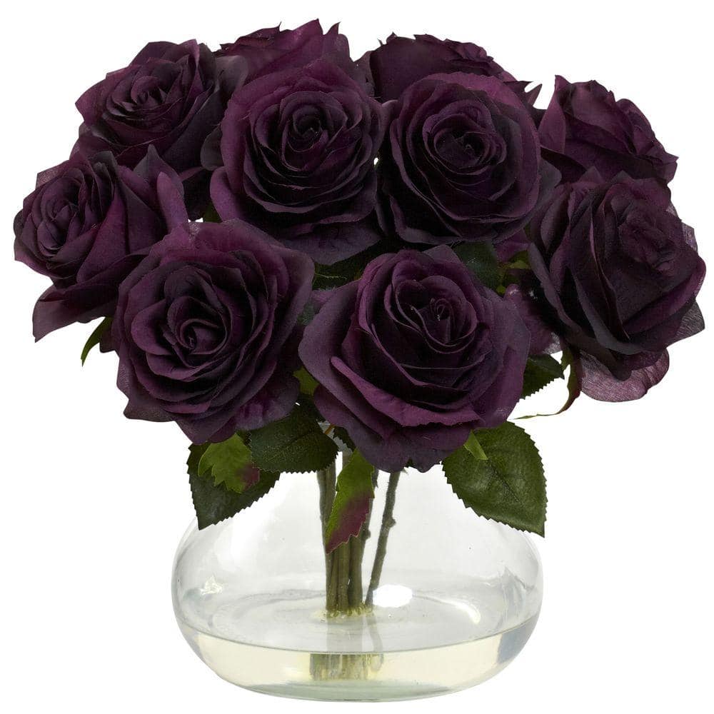 Nearly Natural Rose Artificial Arrangement with Vase 1367-PE - The Home ...