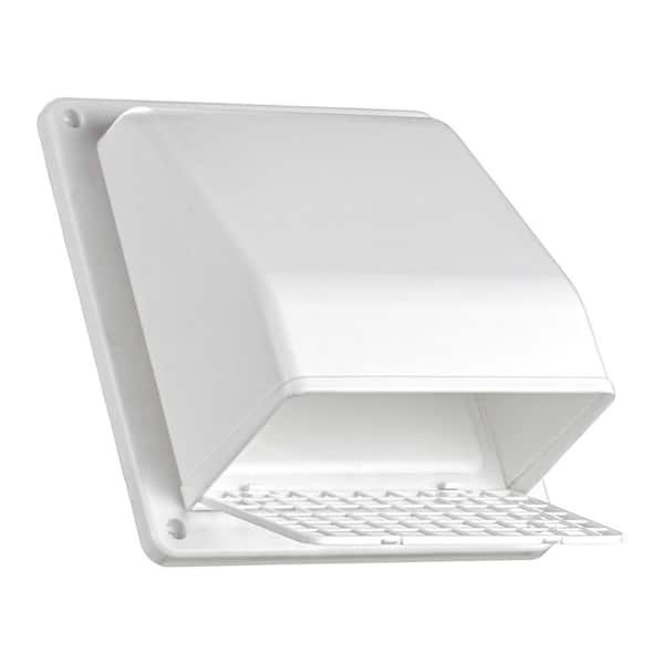6 in. Plastic Wall Exhaust or Air Intake Vent with Hinged Screen and Removable Damper, 351 (White)