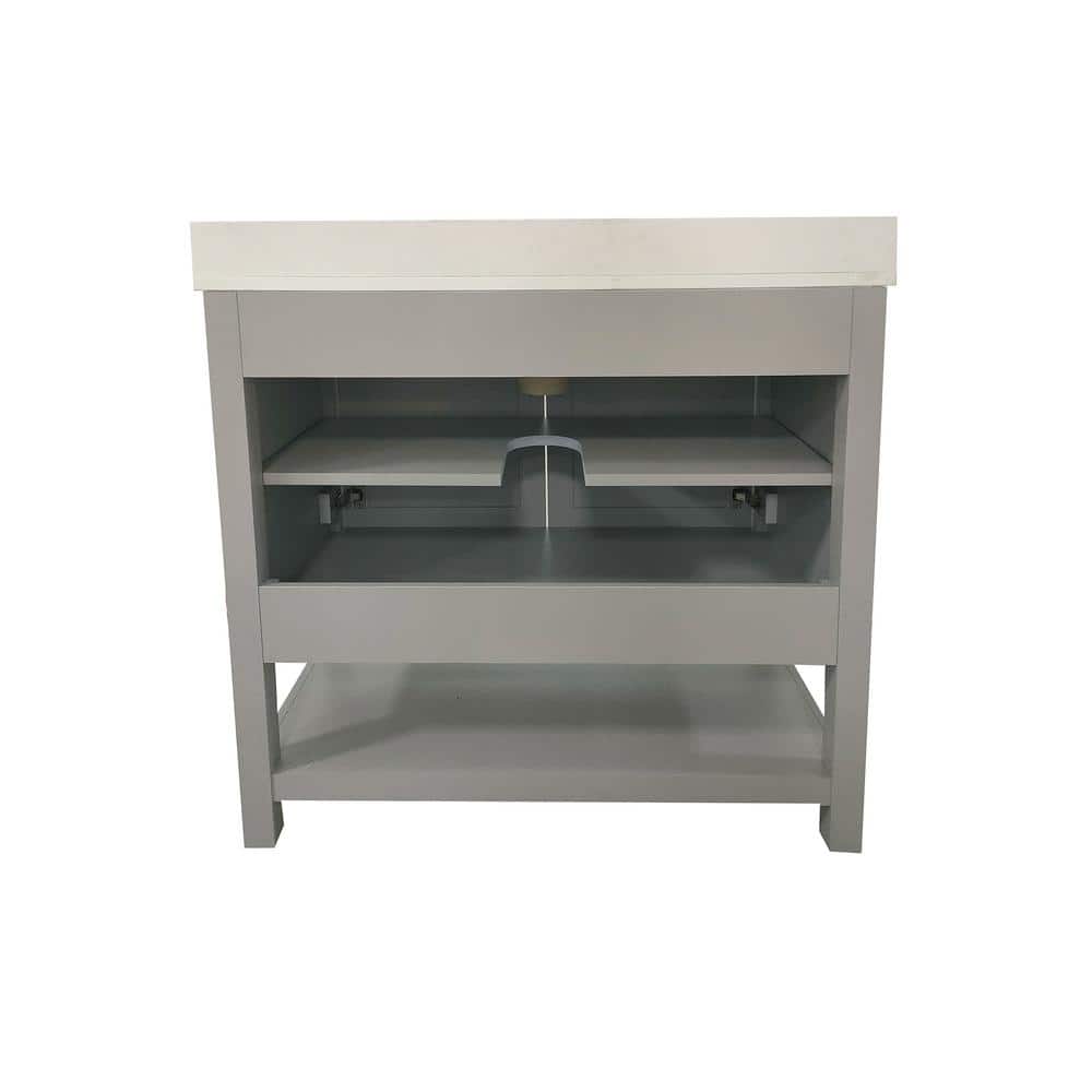 Vivien 36" Gray Bathroom Vanity with Carrara Marble and Ceramic Sink