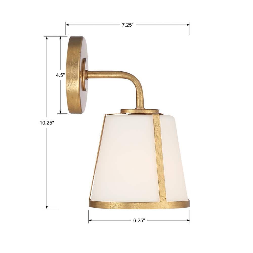 Antique Gold Fulton 1-Light Sconce with Etched Opal Shade