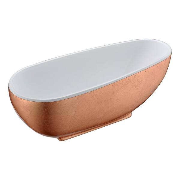 ANZZI Bishop 5.5 ft. Acrylic Flatbottom Non-Whirlpool Bathtub in Rose Gold