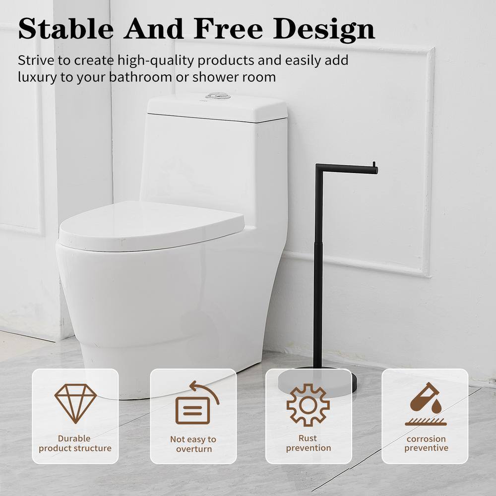 Matte Black Adjustable Freestanding Toilet Paper Holder