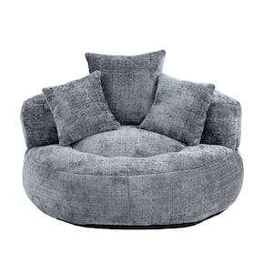 Gray Chenille Comfort Lounger High Back Bean Bag for Adults and Kids