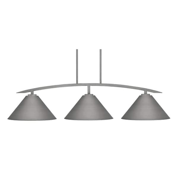Unbranded Siena 46 in. 3-Light Graphite Chandelier with 14 in. Matte Black Cone Metal Shades no bulbs included