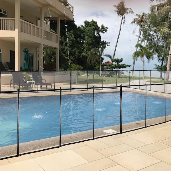 Unbranded 24 ft. x 4 ft. Outdoor Pool Fence With Section in Black For Inground Pools, Garden And Patio