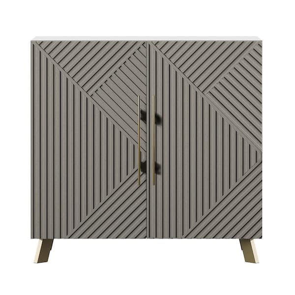 Twin Star Home White and Concrete Accent Cabinet