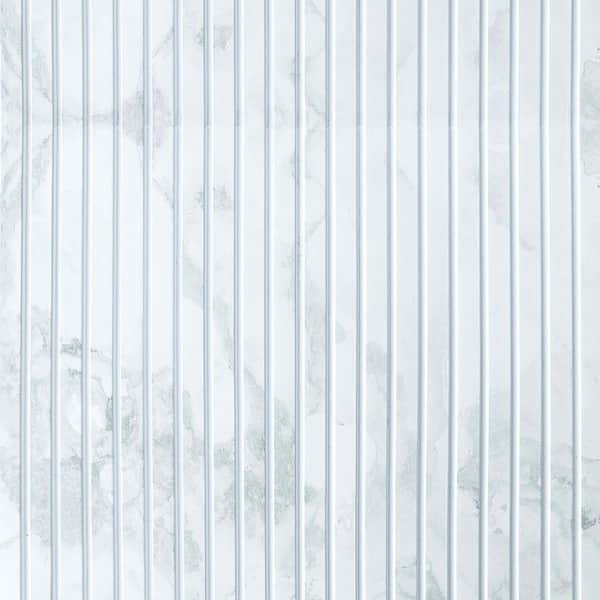 Mini Tambour Slats 5/16 in. x 1 ft. x 9.3 ft. White Carrara Marble Glue-Up Foam Wood Slat Walls (10-Pack)/93 sq. ft.