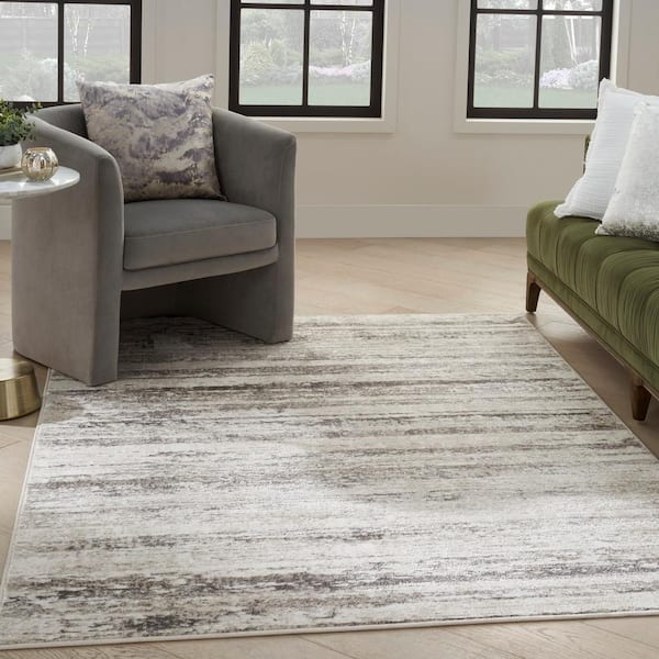 Glam Cream Grey 8 ft. x 10 ft. Contemporary Area Rug